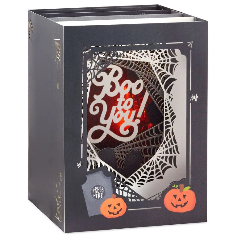 Boo to You Musical 3D Pop-Up Halloween Card With Light Hallmark Boo To You Musical 3D Pop-Up Halloween Card With Light -Hallmark Shop Spooky Graveyard 3D PopUp Music Light Halloween Card 1099HJD5002 02