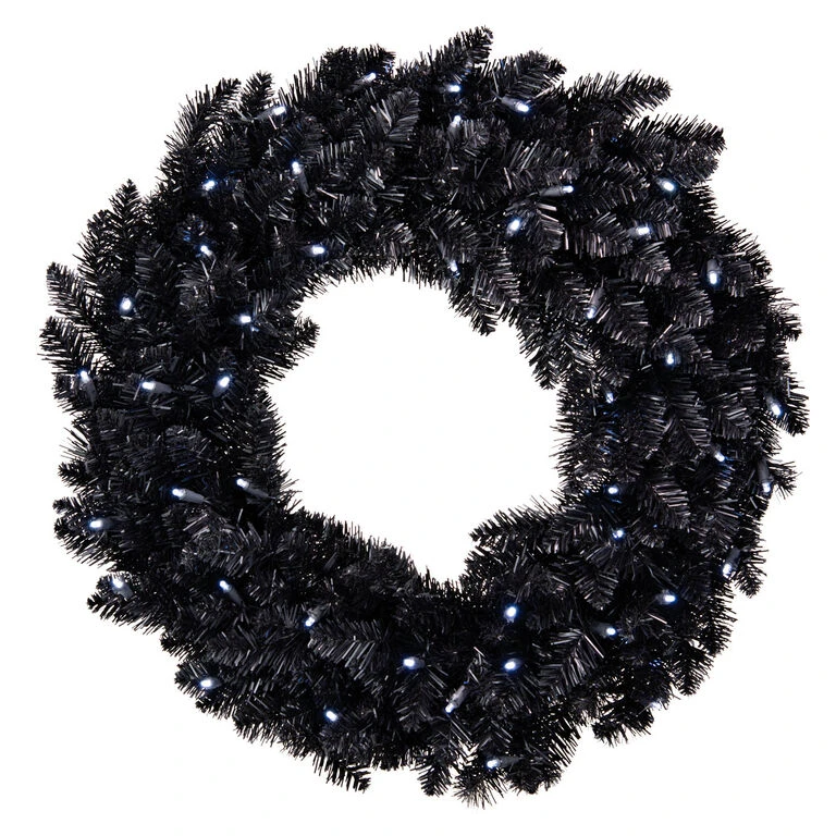 Black Pre-Lit Wreath, 30" Hallmark Black Pre-Lit Wreath, 30" -Hallmark Shop Star Galaxy Black Artificial Wreath With Lights 1QSB6306 01