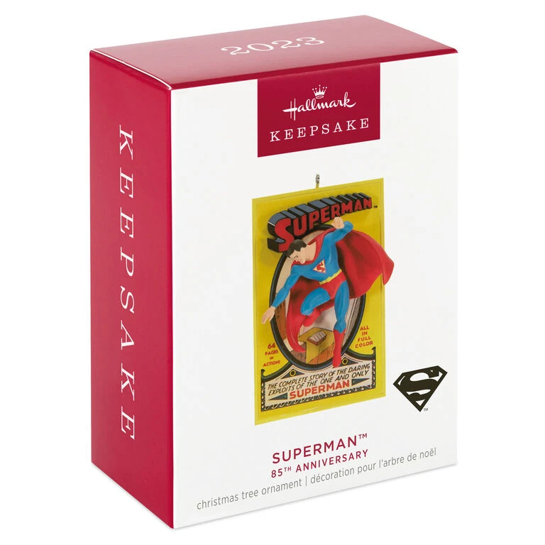 DC™ 85th Anniversary Superman™ Ornament Hallmark DC™ 85th Anniversary Superman™ Ornament -Hallmark Shop Superman Comic Book Keepsake Ornament 1999QXI6109 04