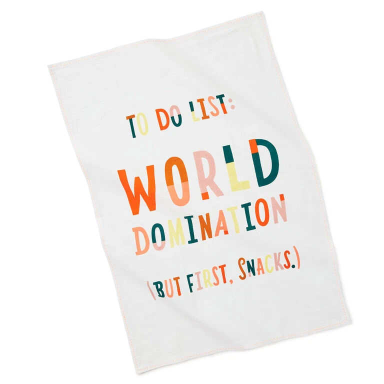 To Do List: World Domination Tea Towel Hallmark To Do List: World Domination Tea Towel -Hallmark Shop To Do List World Domination Tea Towel 1BRW3224 01