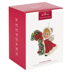 Hallmark Vintage Angel Porcelain Ornament -Hallmark Shop Vintage Angel With Candy Cane Keepsake Ornament 2499QXT4127 04