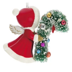Hallmark Vintage Angel Porcelain Ornament -Hallmark Shop Vintage Angel With Candy Cane Keepsake Ornament 2499QXT4127 06