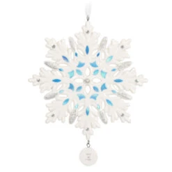 Hallmark Snowflake 2023 Porcelain Ornament 5 Hallmark Snowflake 2023 Porcelain Ornament -Hallmark Shop White Blue and Silver Snowflake Keepsake Ornament 1999QGO2957 06
